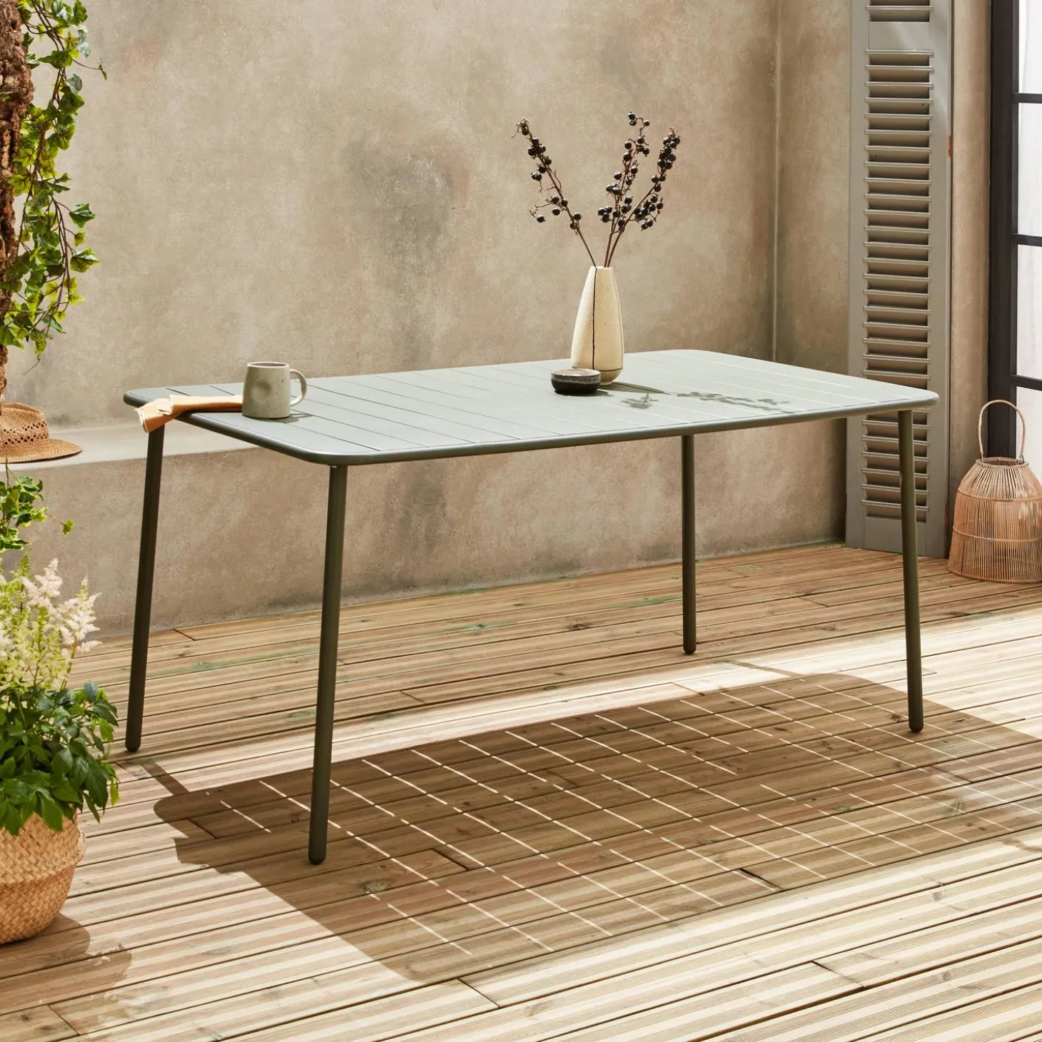 Mesa de jardim bistrô em aço, 6-8 lugares, 160cm