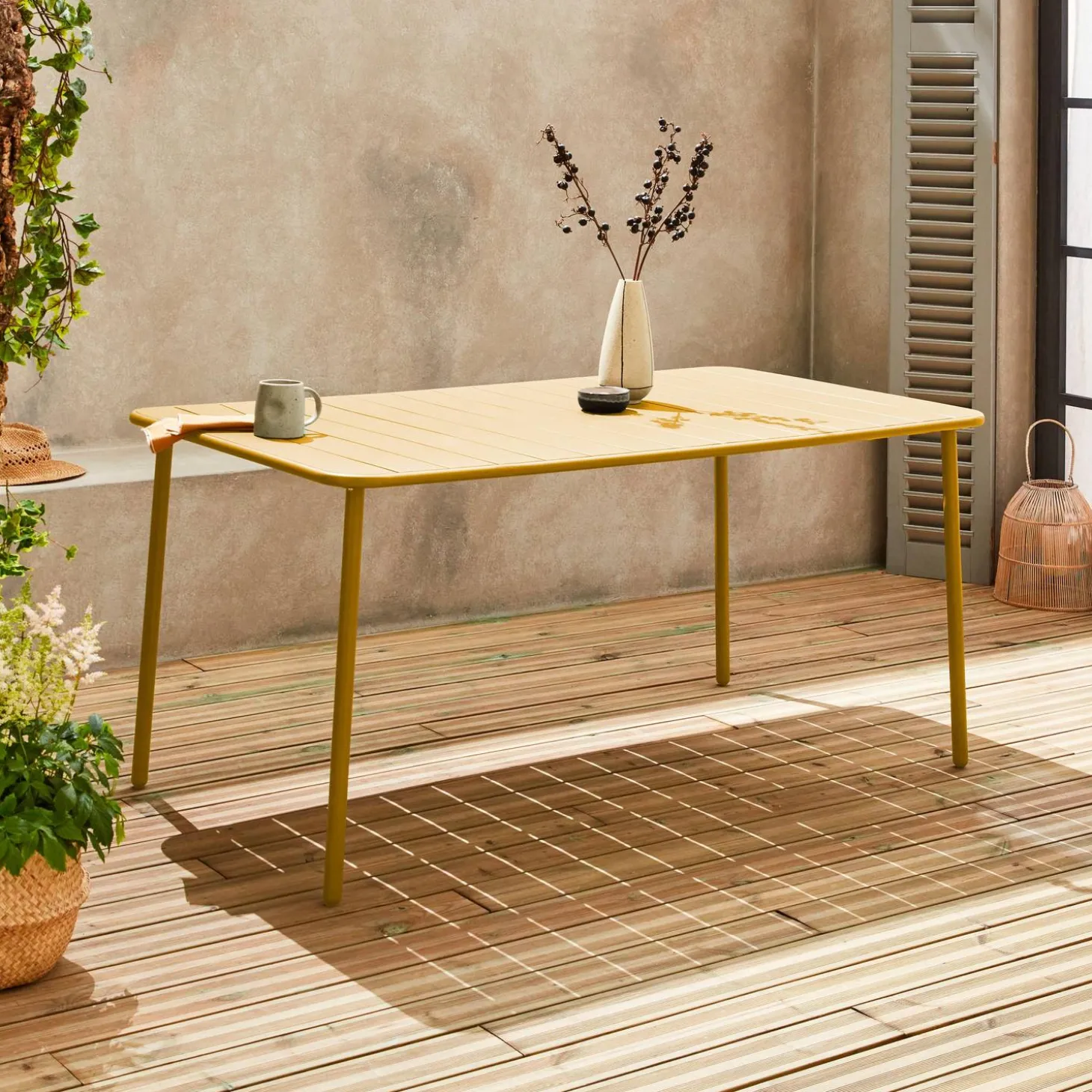 Mesa de jardim bistrô em aço, 6-8 lugares, 160cm
