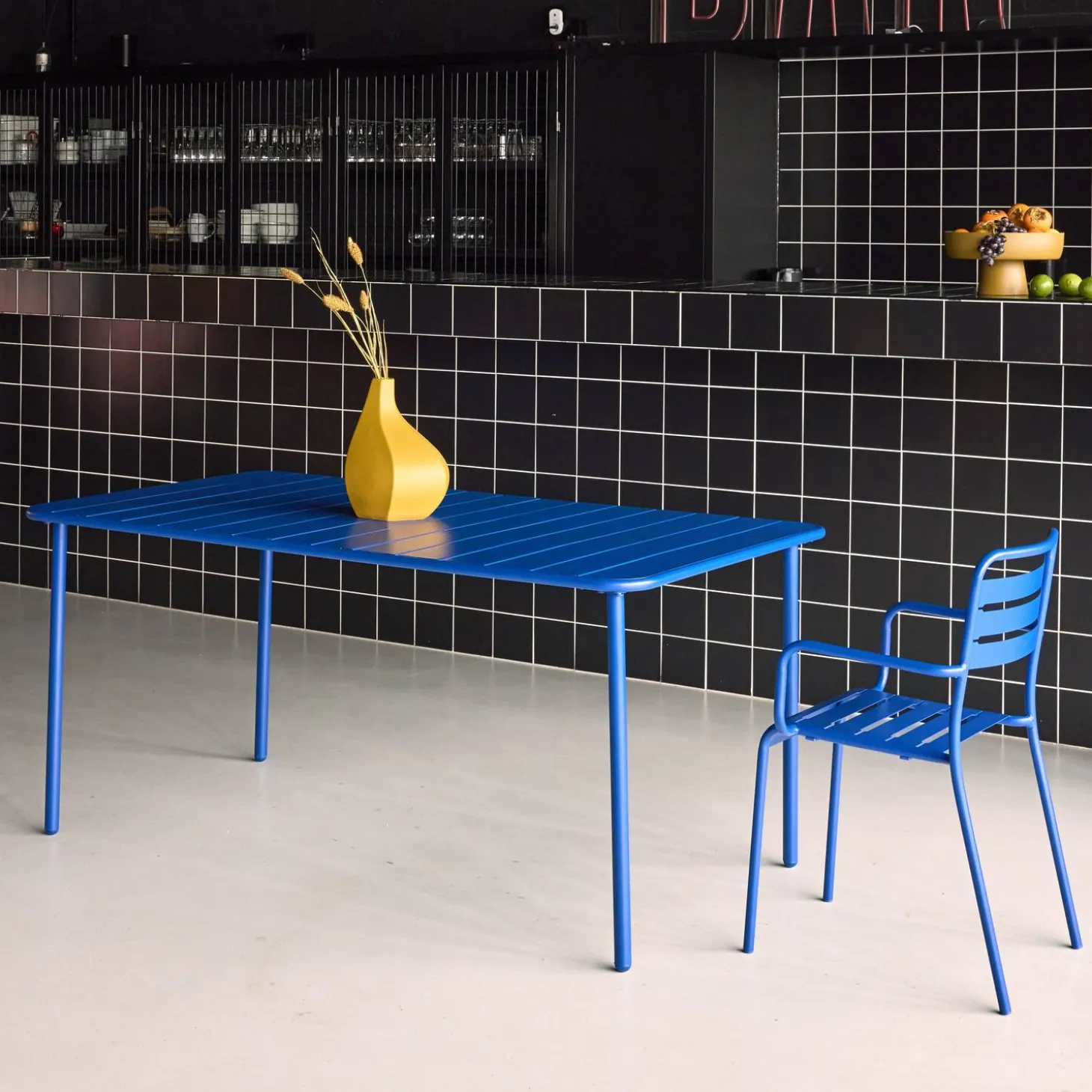 Mesa de jardim bistrô em aço, 6-8 lugares, 160cm