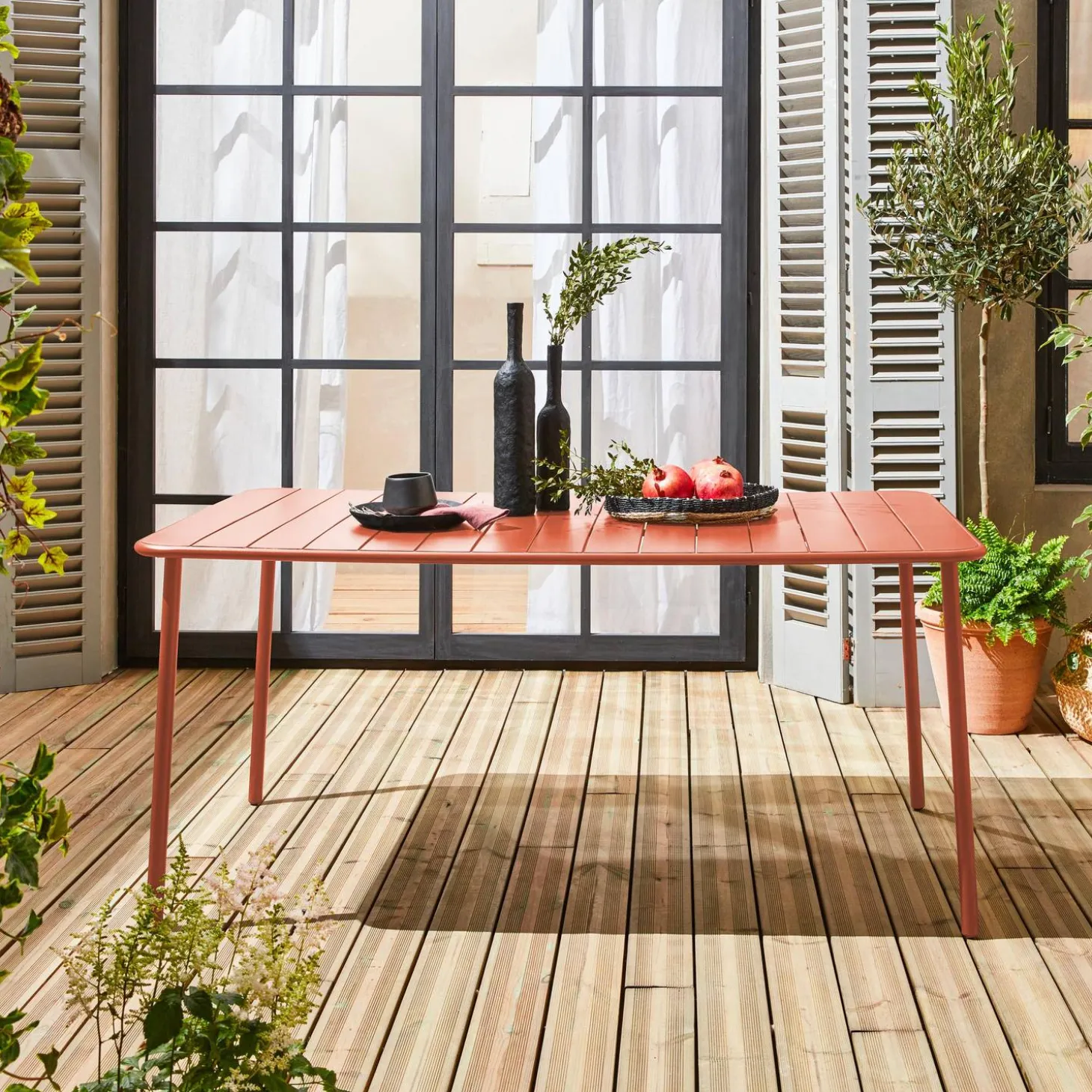 Mesa de jardim bistrô em aço, 6-8 lugares, 160cm