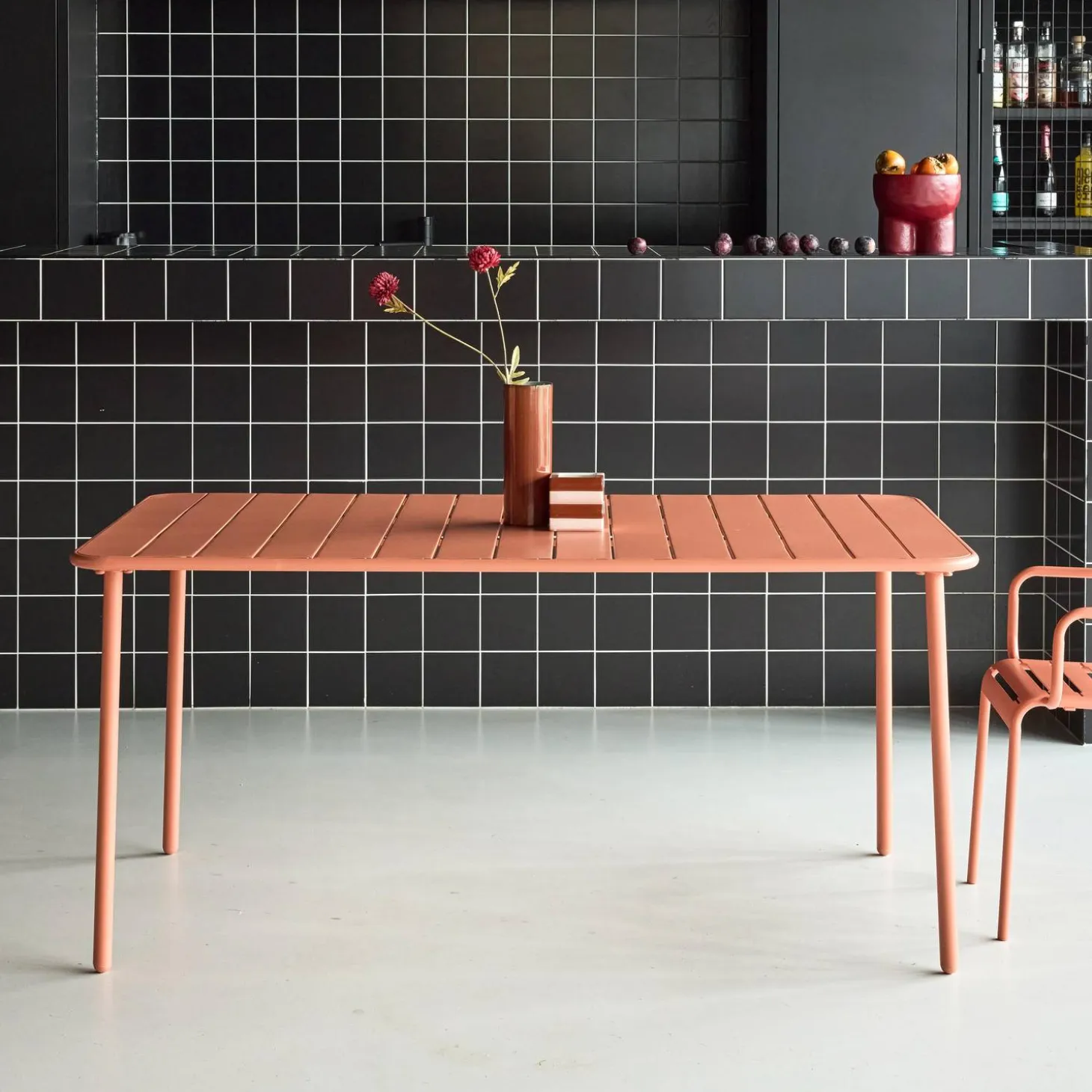 Mesa de jardim bistrô em aço, 6-8 lugares, 160cm