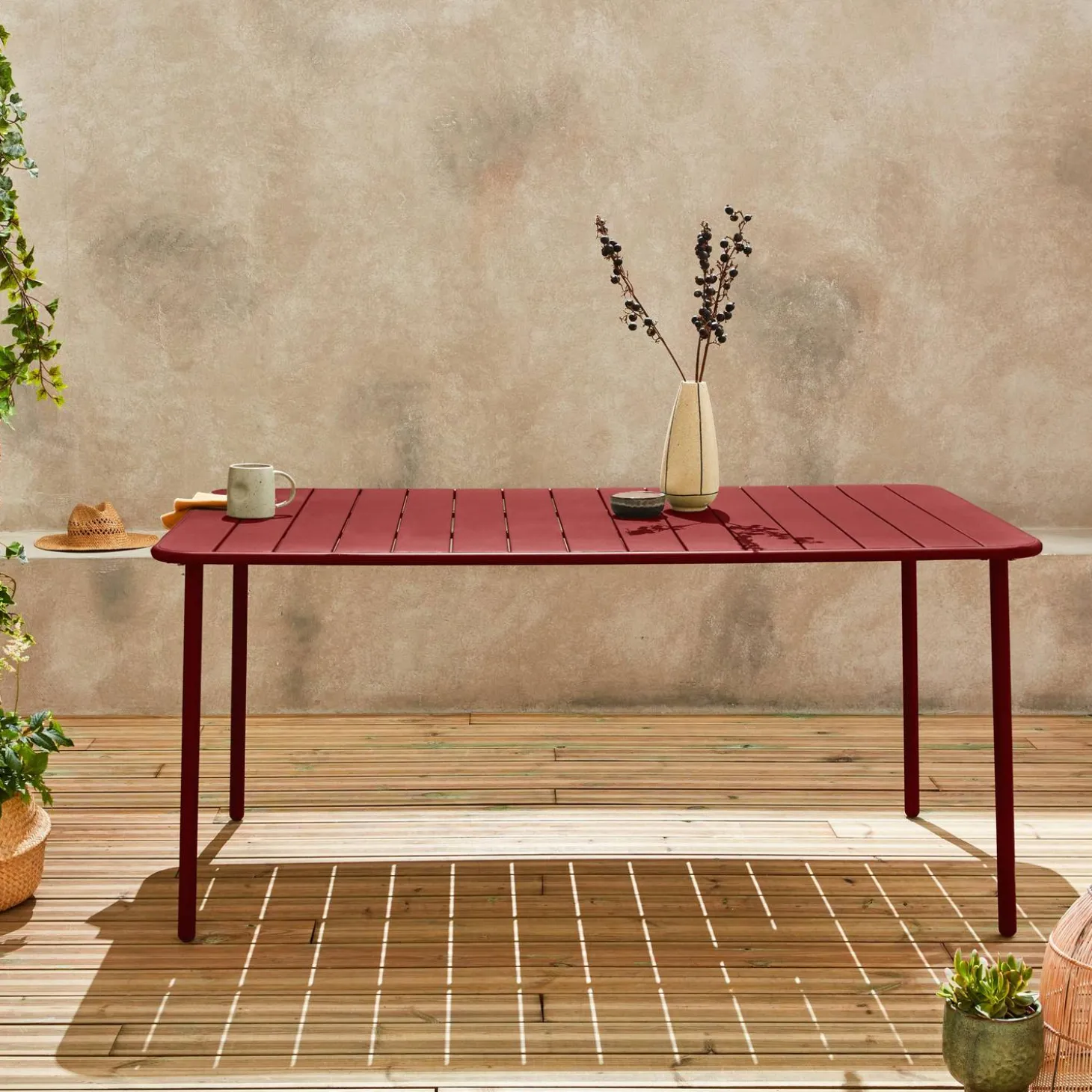 Mesa de jardim bistrô em aço, 6-8 lugares, 160cm