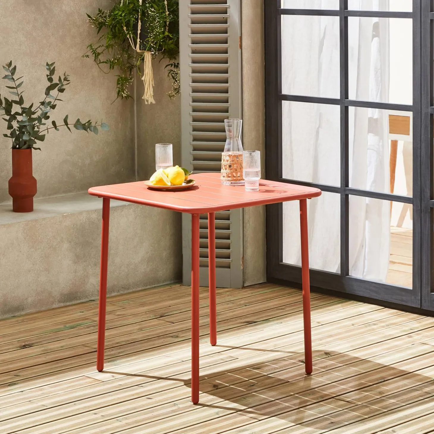 Mesa de jardim bistrô em aço, 2 lugares, 70cm