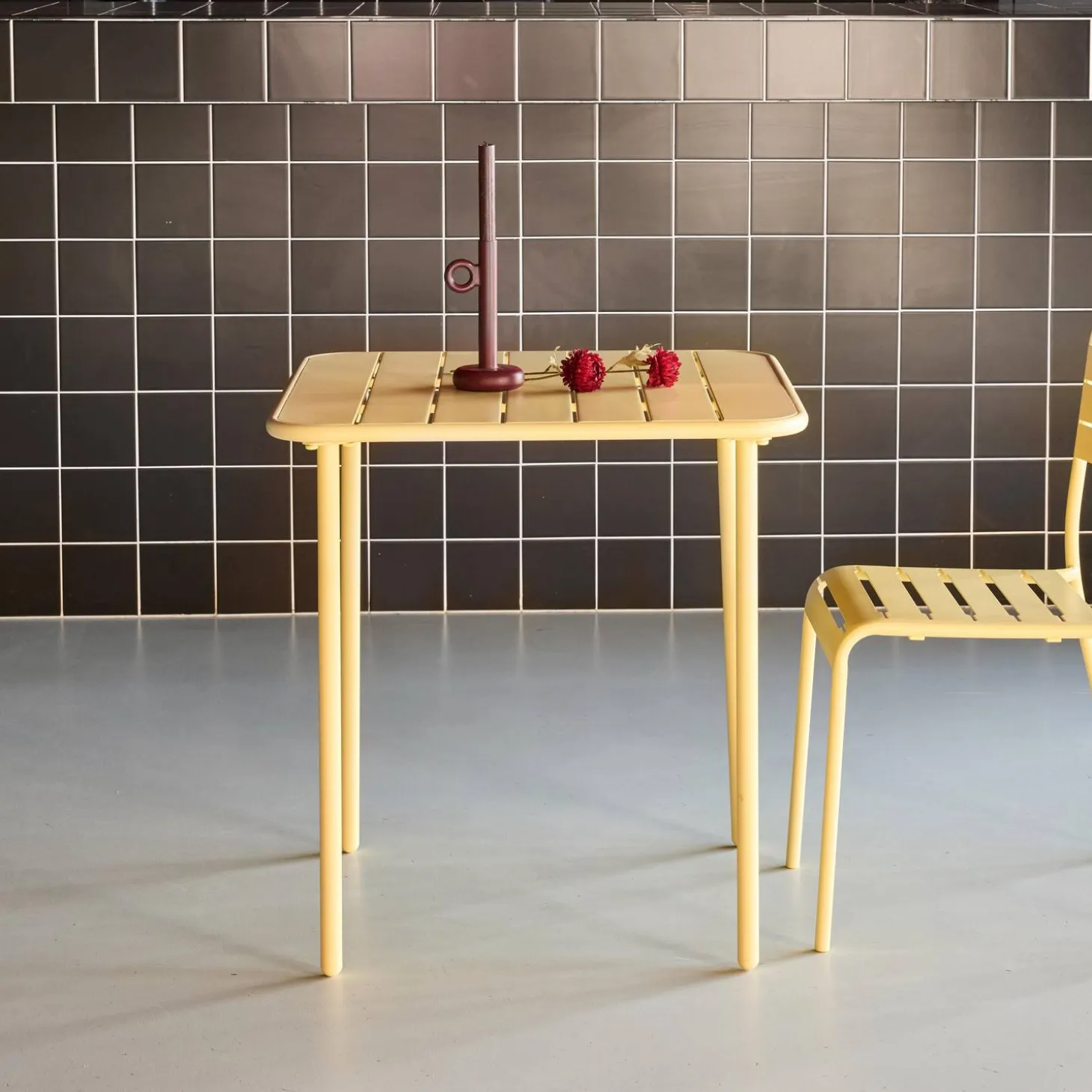Mesa de jardim bistrô em aço, 2 lugares, 70cm