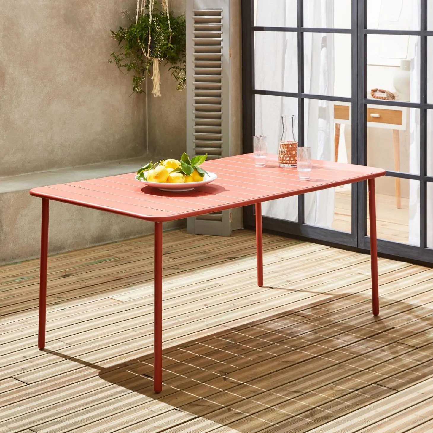 Mesa de jardim bistrô em aço, 6-8 lugares, 160cm