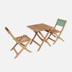 Mesa de jardim bistrô infantil de madeira de acácia com 2 cadeiras