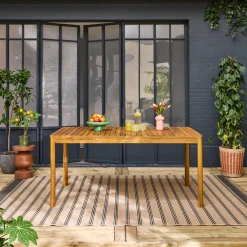 Mesa de jardim de acácia com cantos arredondados, 8 lugares