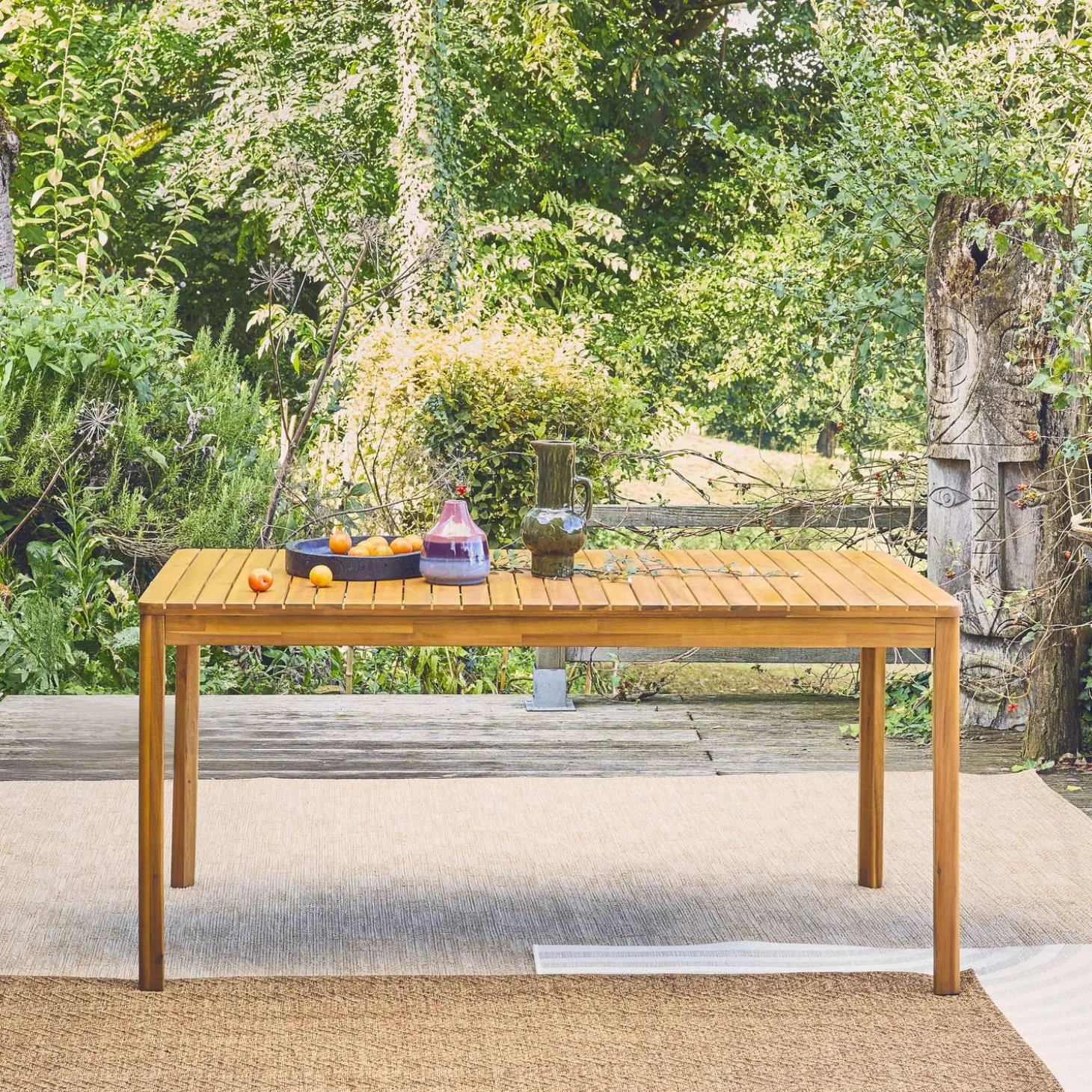 Mesa de jardim de acácia com cantos arredondados, 8 lugares