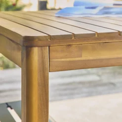 Mesa de jardim de acácia com cantos arredondados, 8 lugares