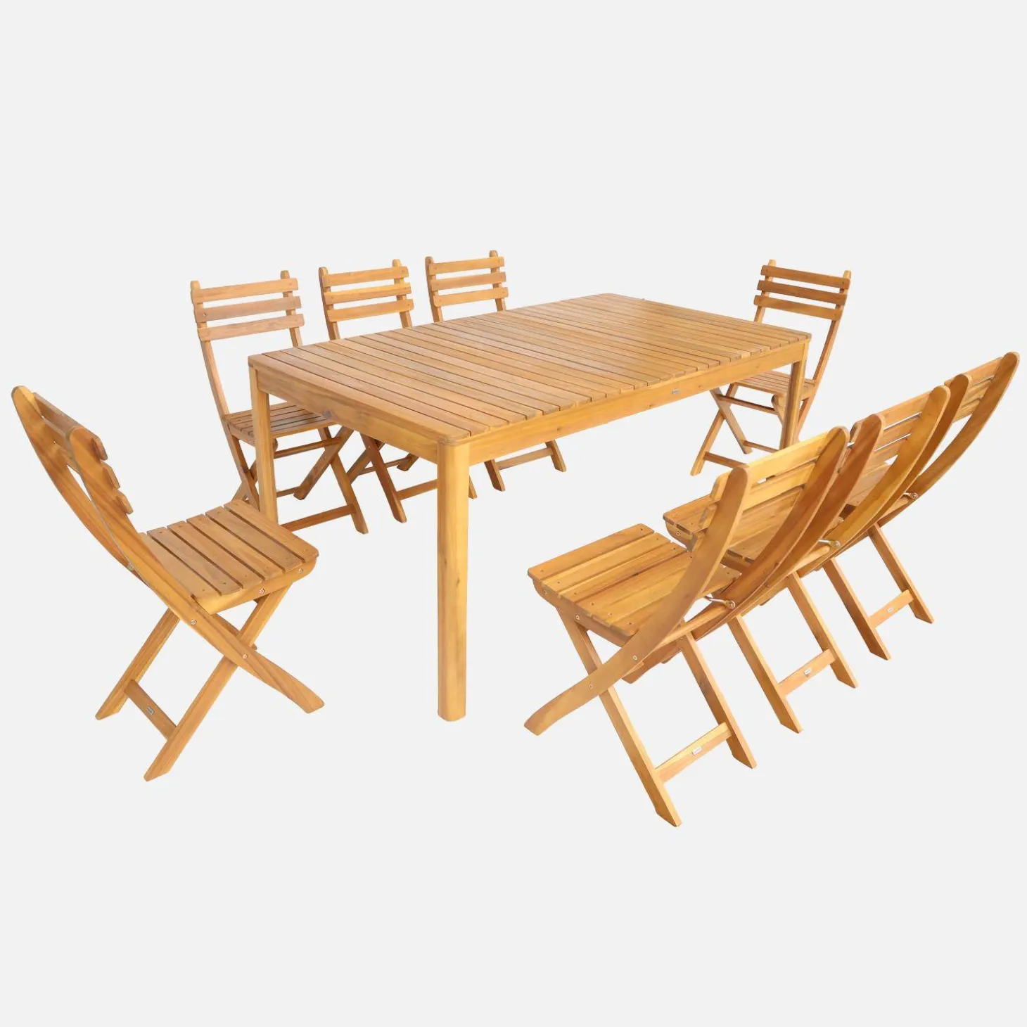 Mesa de jardim de acácia com cantos arredondados, 8 lugares
