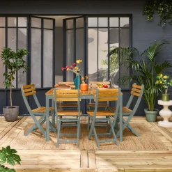 Mesa de jardim de acácia com cantos arredondados, 6 lugares
