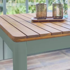 Mesa de jardim de acácia com cantos arredondados, 6 lugares
