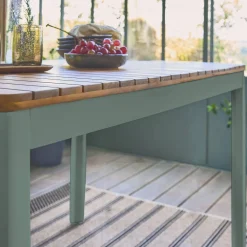 Mesa de jardim de acácia com cantos arredondados, 6 lugares