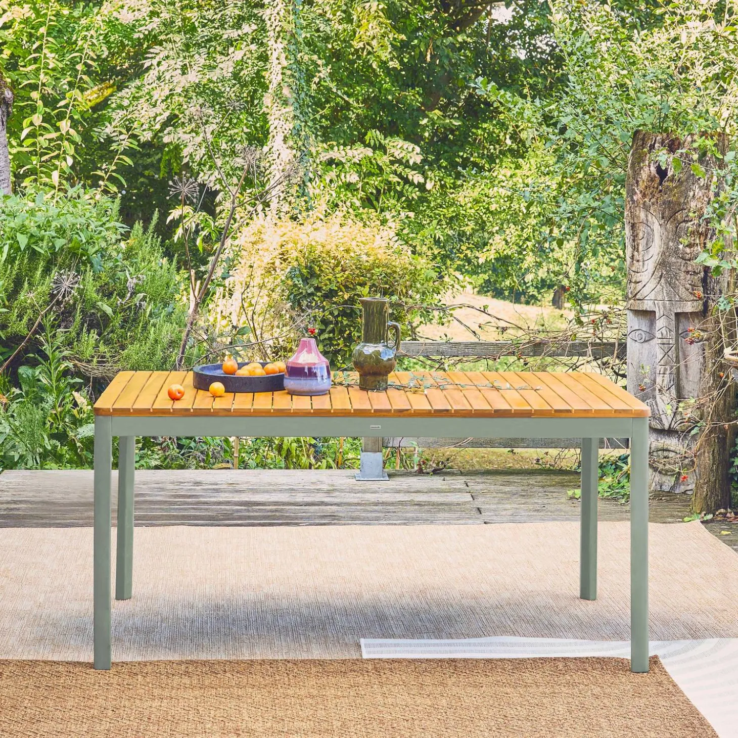 Mesa de jardim de acácia com cantos arredondados, 8 lugares