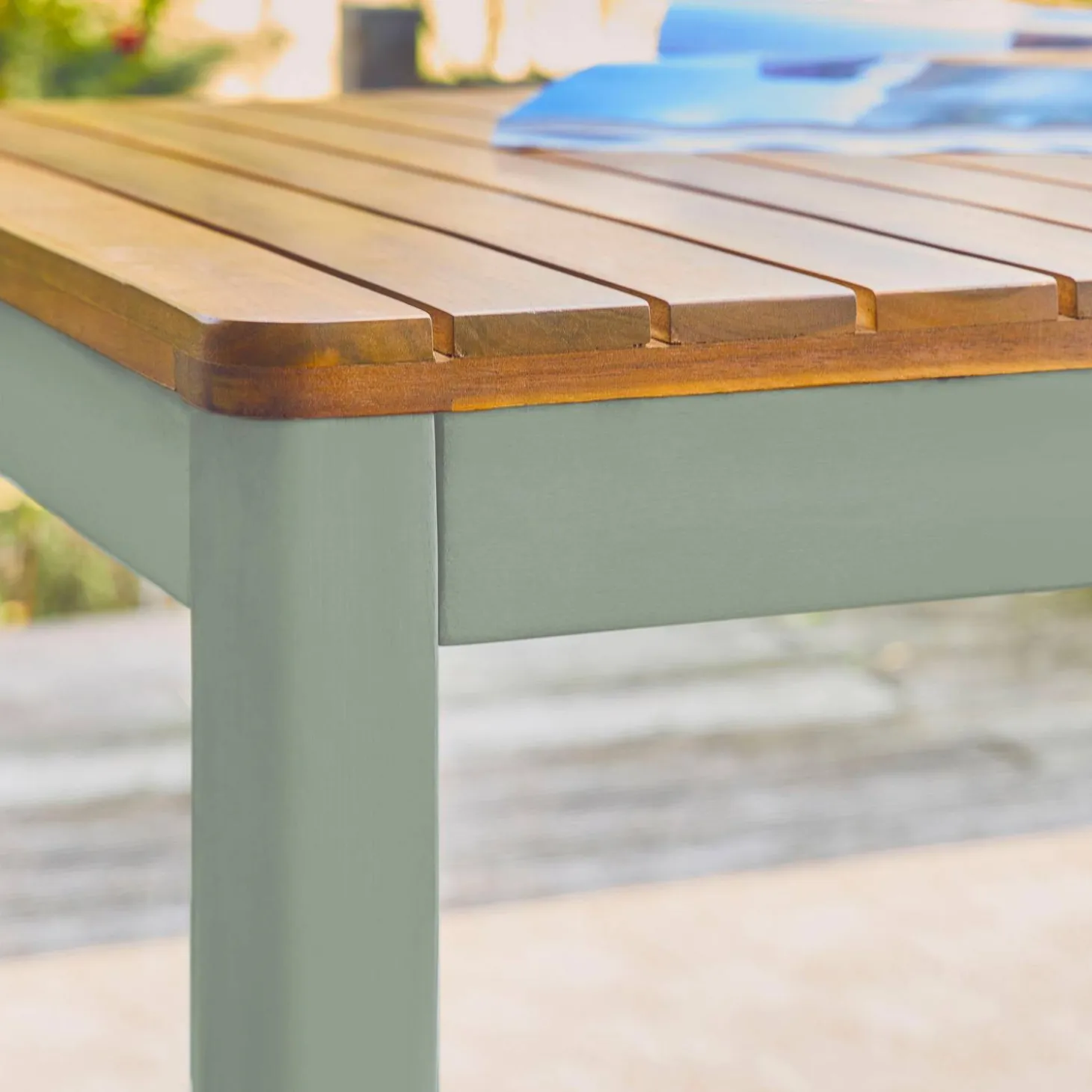 Mesa de jardim de acácia com cantos arredondados, 8 lugares