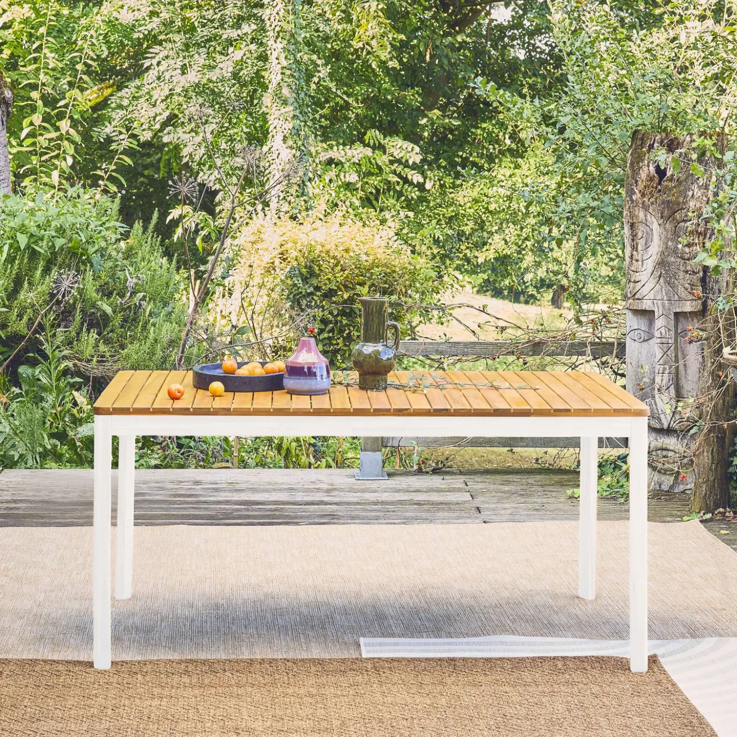 Mesa de jardim de acácia com cantos arredondados, 8 lugares