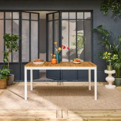 Mesa de jardim de acácia com cantos arredondados, 8 lugares