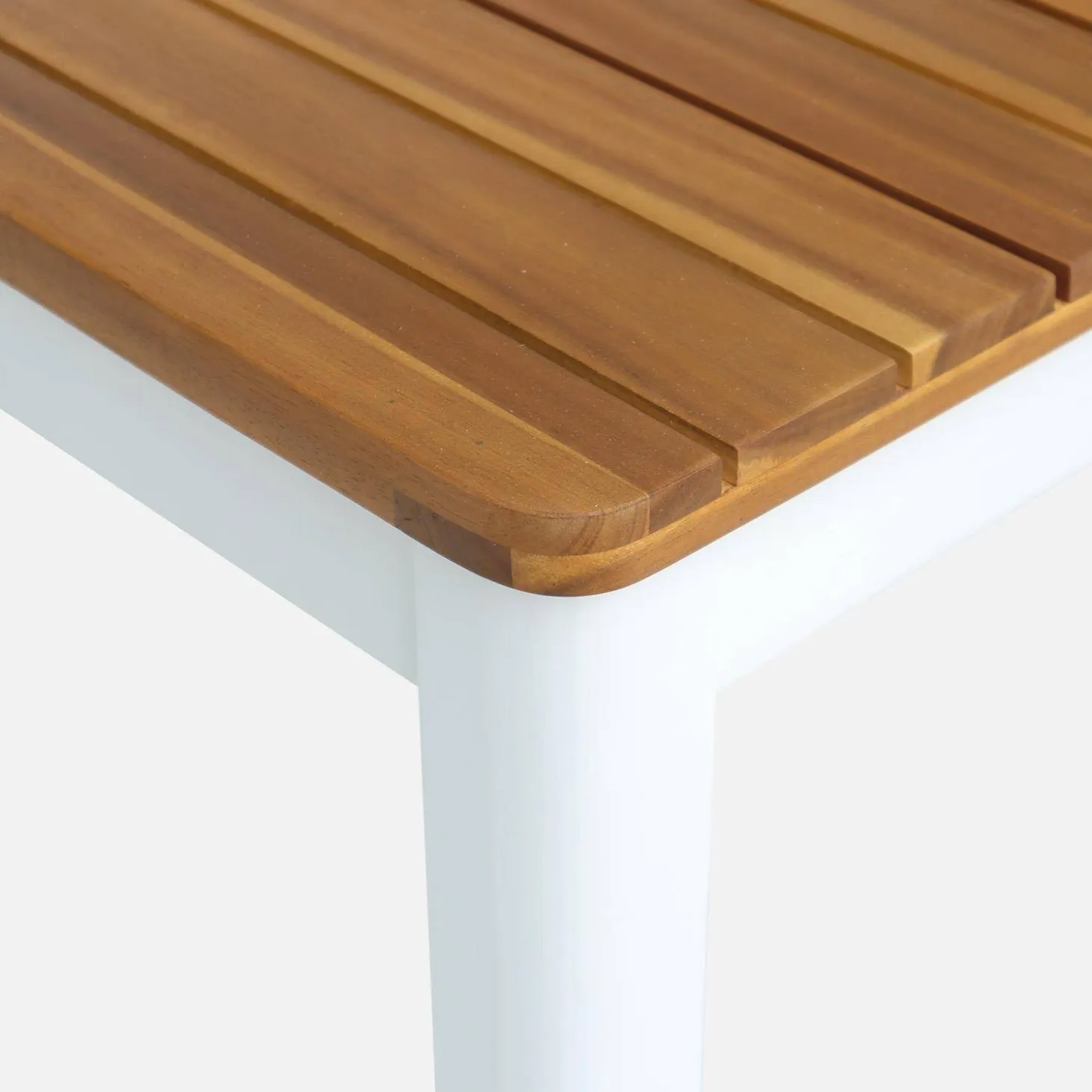 Mesa de jardim de acácia com cantos arredondados, 6 lugares