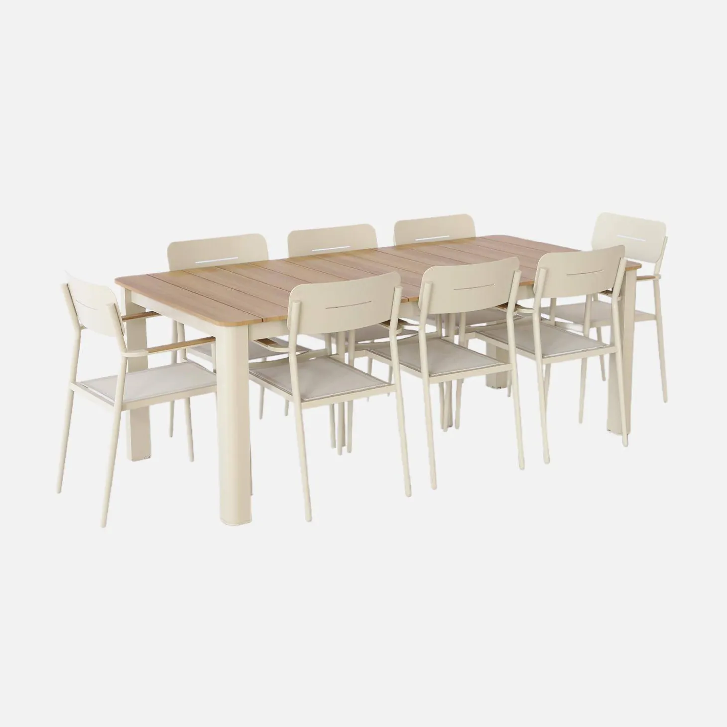 Mesa de jardim de alumínio, 8 lugares