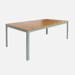 Mesa de jardim em acácia com cantos arredondados, 8 lugares