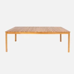 Mesa de jardim em acácia com cantos arredondados, 8 lugares