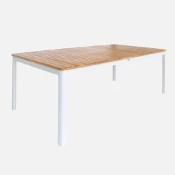 Mesa de jardim em acácia com cantos arredondados, 8 lugares