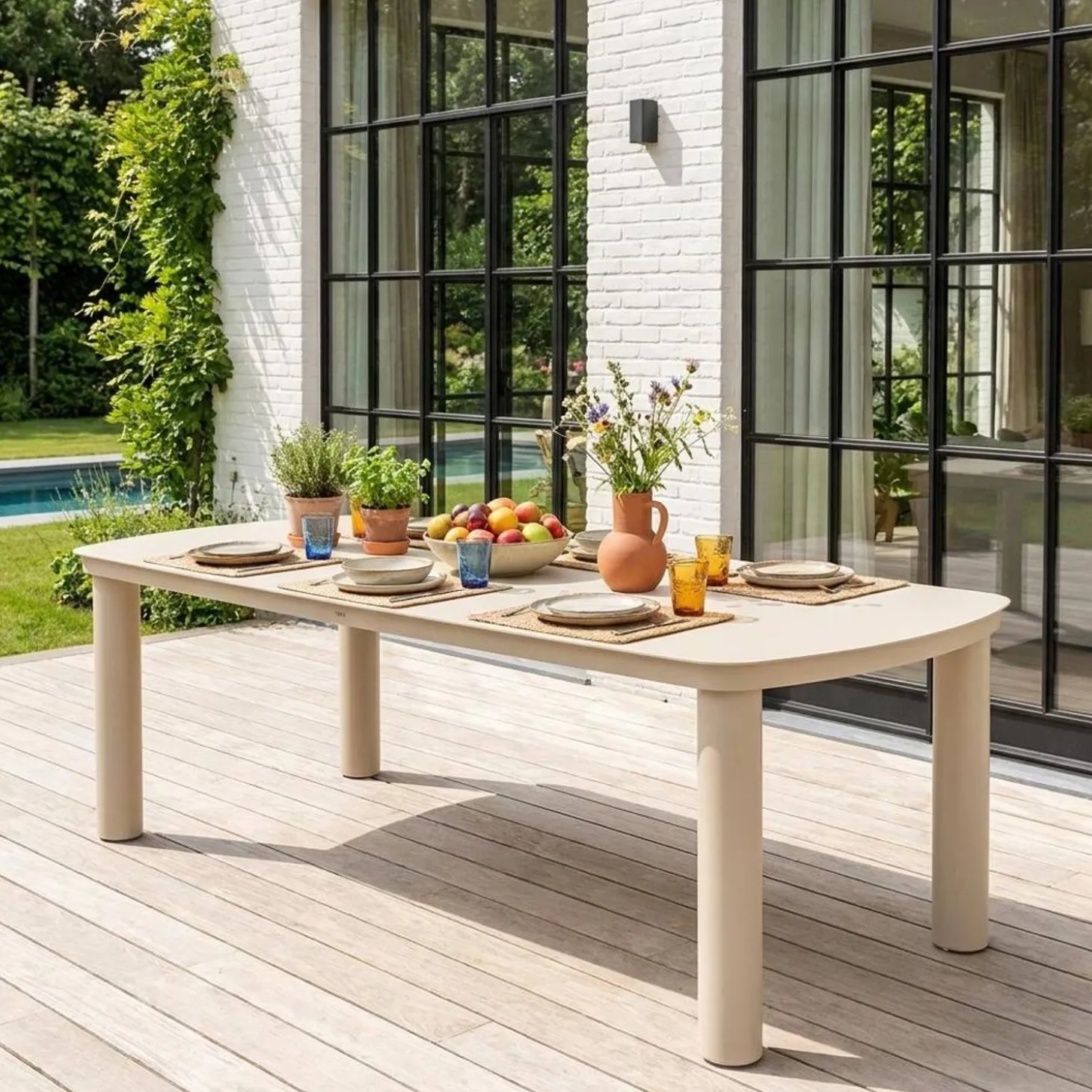 Mesa de jardim em alumínio, 10 lugares