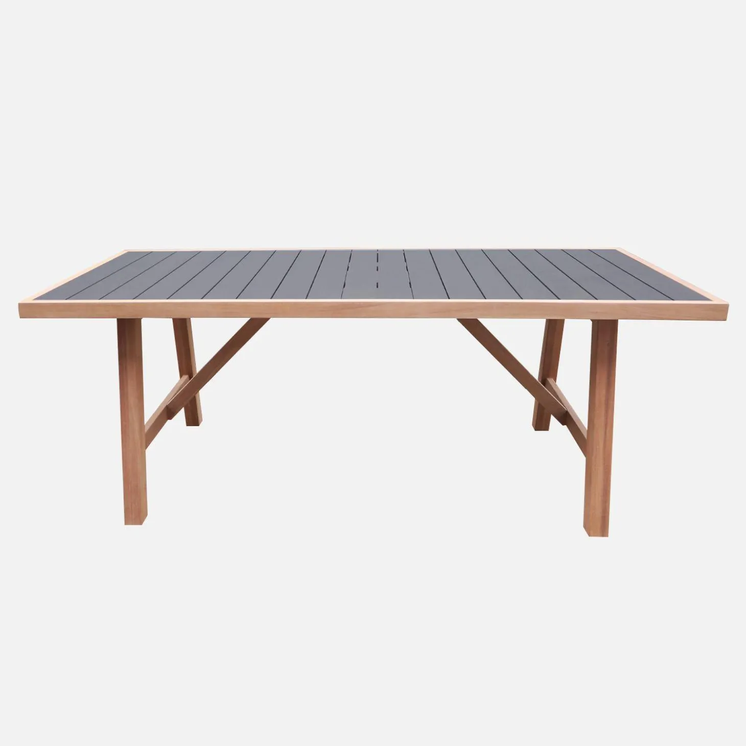 Mesa de jardim em madeira de acácia e alumínio, 8 lugares