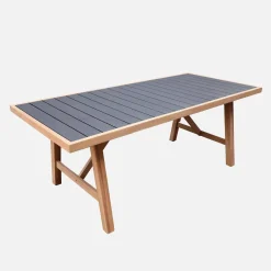 Mesa de jardim em madeira de acácia e alumínio, 8 lugares