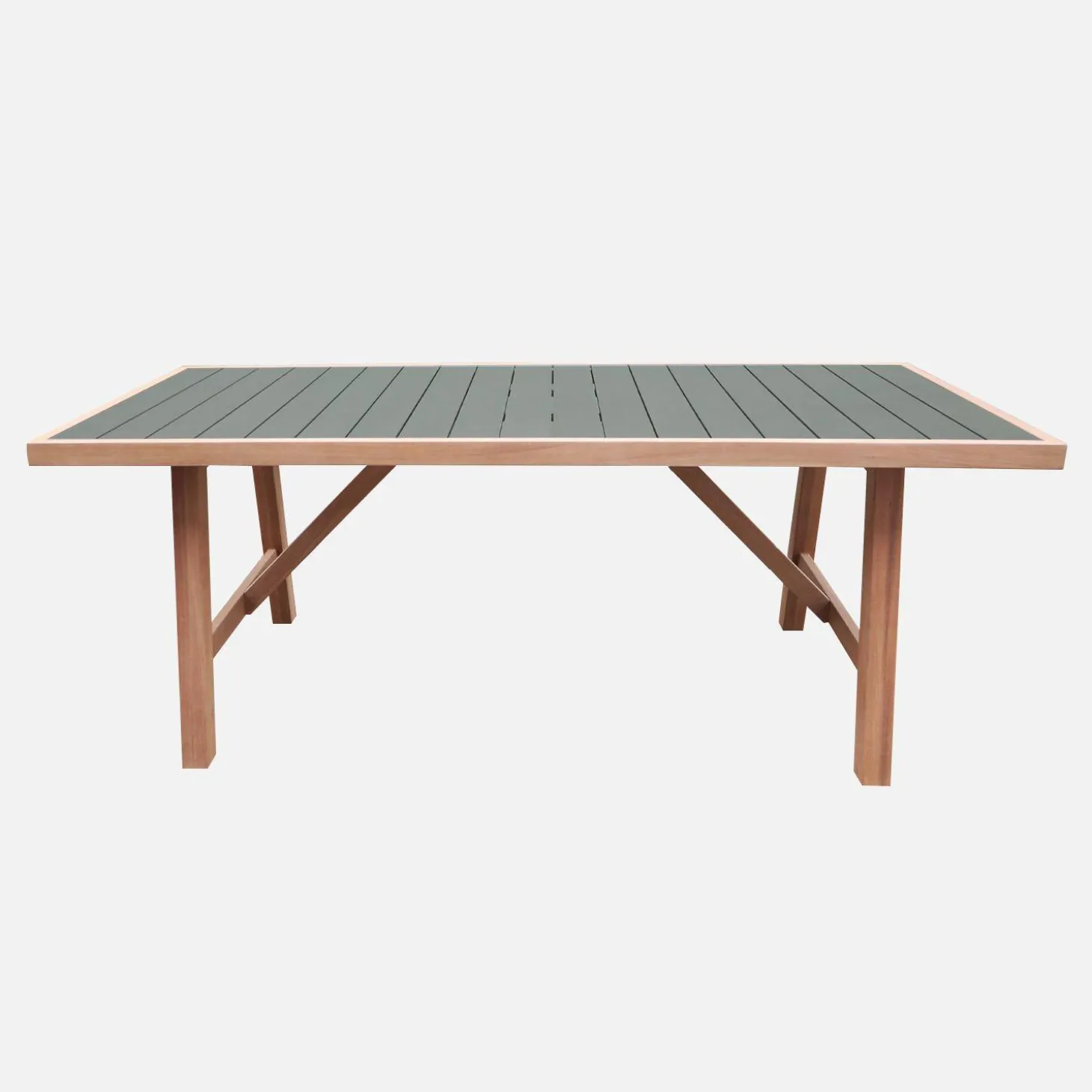 Mesa de jardim em madeira de acácia e alumínio, 8 lugares