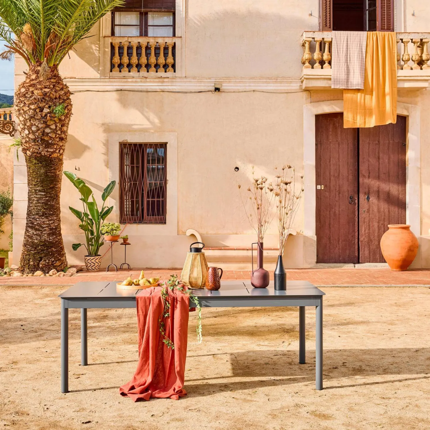 Mesa de jardim extensível de alumínio, 8 lugares