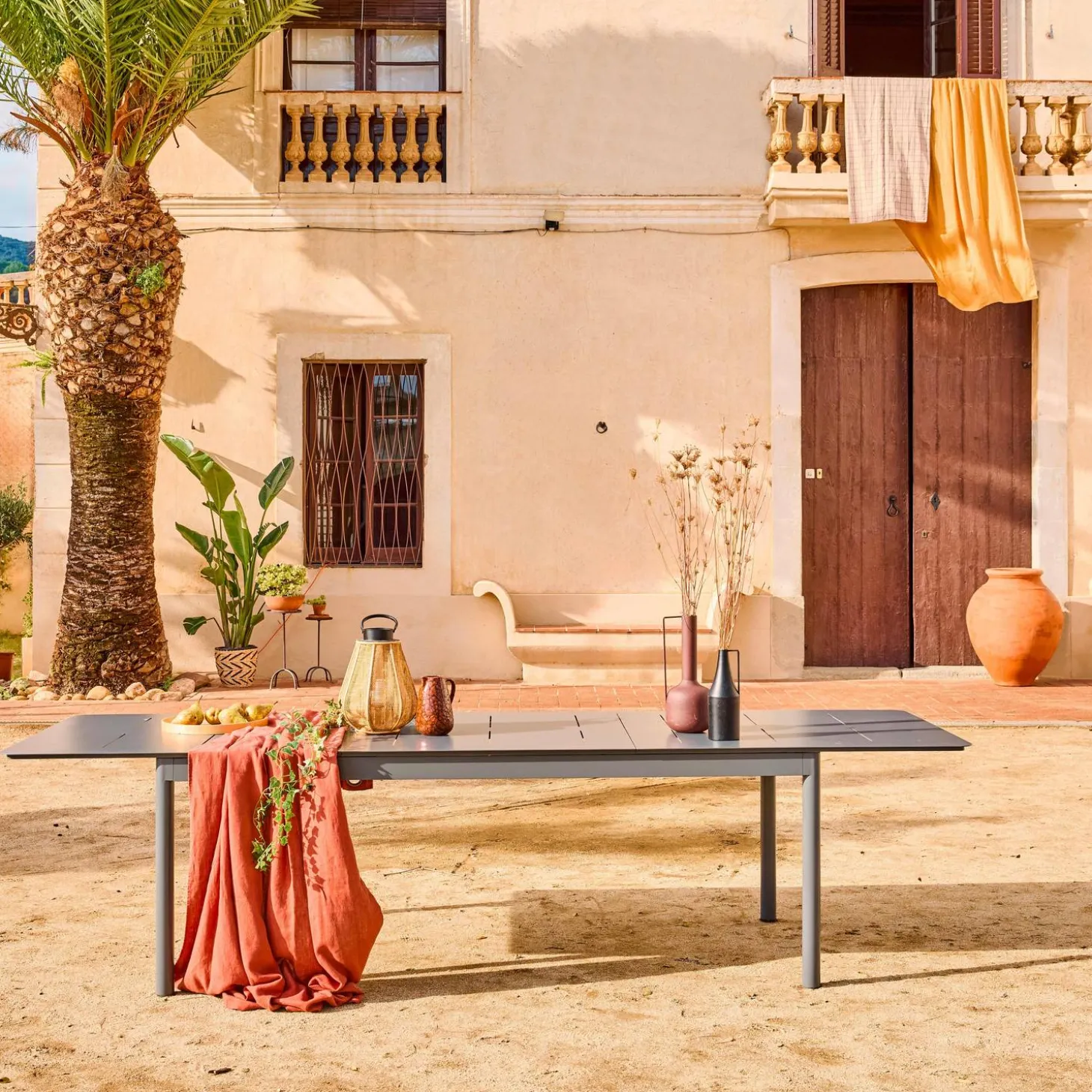 Mesa de jardim extensível de alumínio, 8 lugares