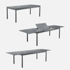 Mesa de jardim extensível de alumínio, 8 lugares