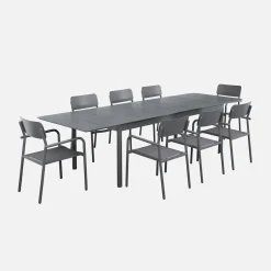Mesa de jardim extensível de alumínio, 8 lugares