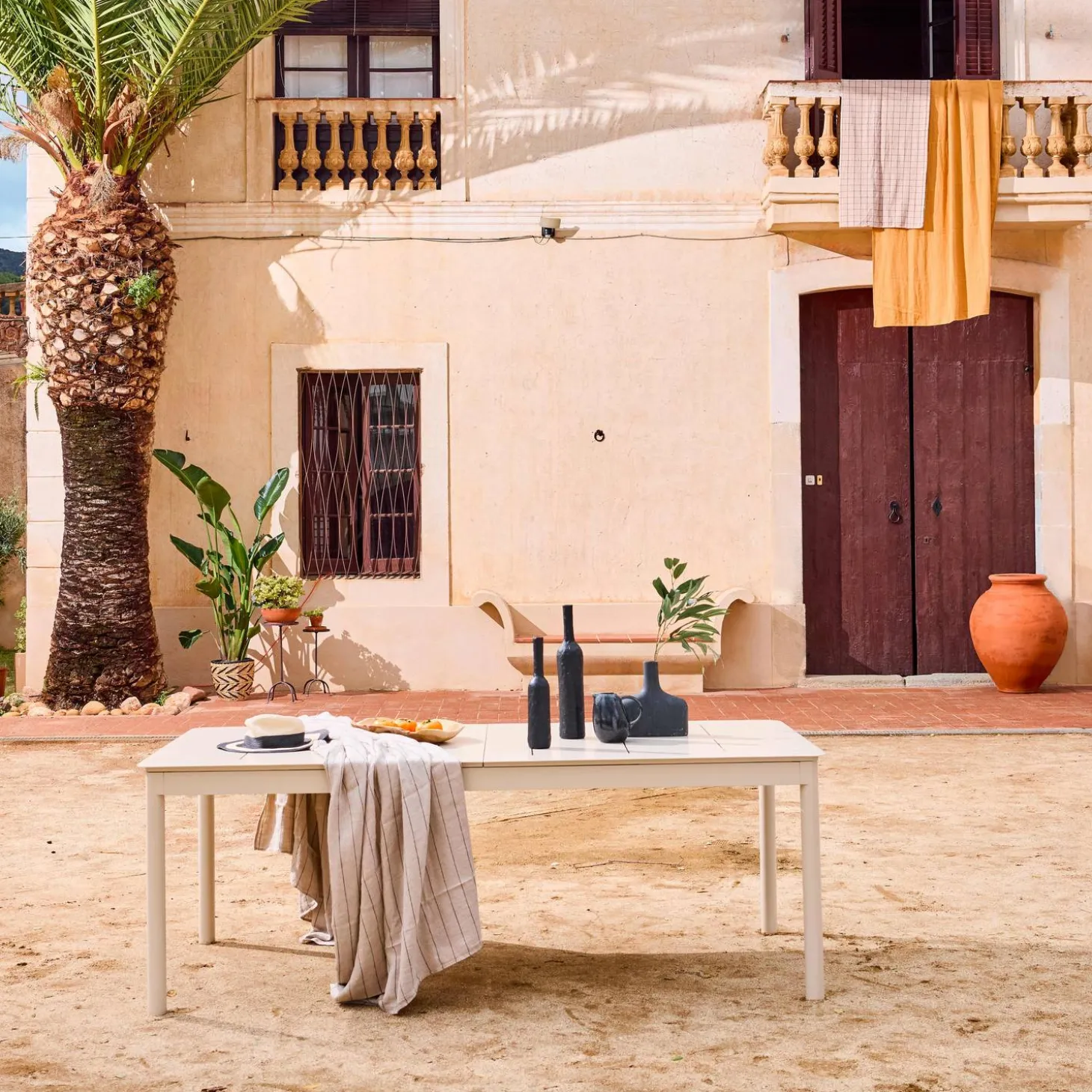 Mesa de jardim extensível de alumínio, 8 lugares