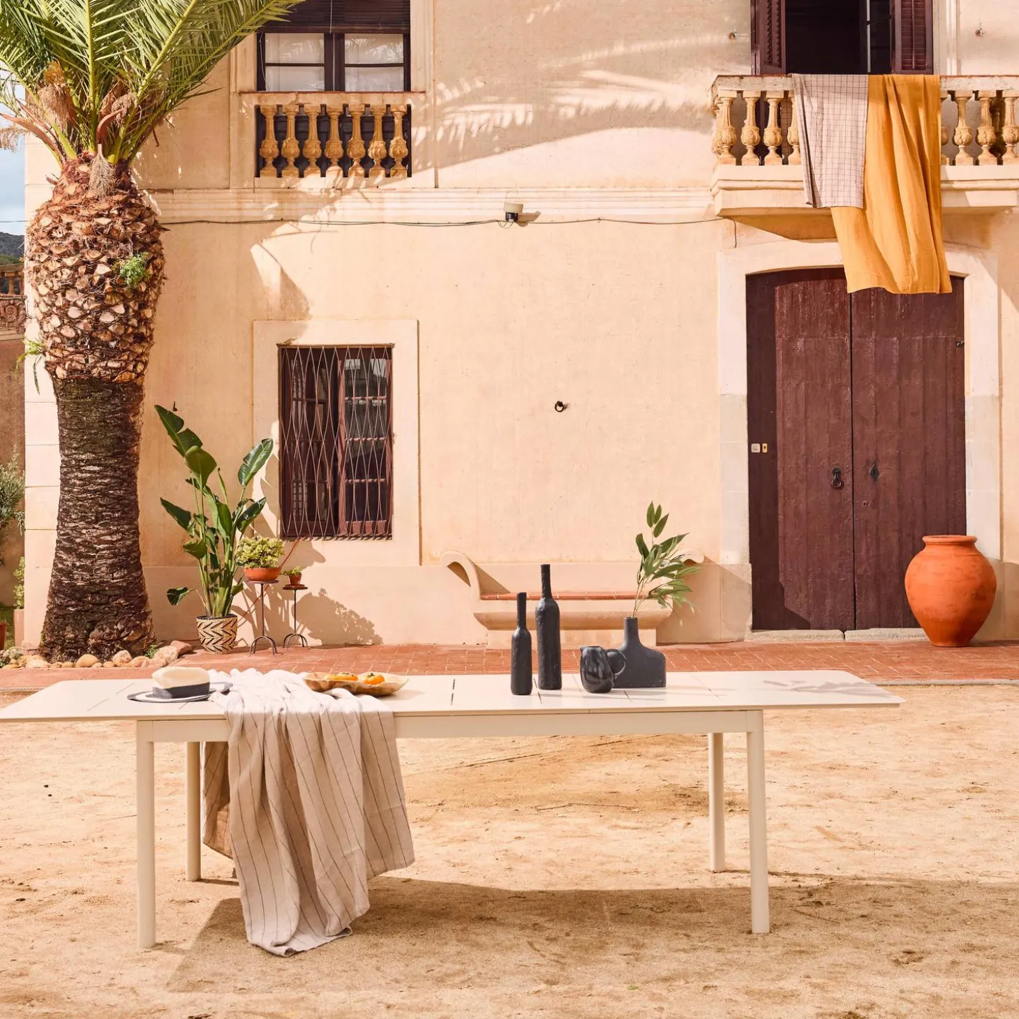 Mesa de jardim extensível de alumínio, 8 lugares