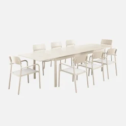 Mesa de jardim extensível de alumínio, 8 lugares