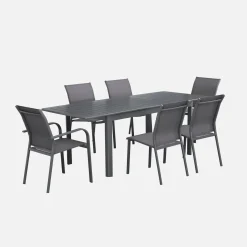 Mesa de jardim extensível em alumínio, 6 lugares