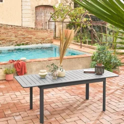 Mesa de jardim extensível em alumínio, 6 lugares