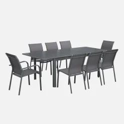 Mesa de jardim extensível em alumínio, 8 lugares