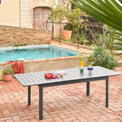 Mesa de jardim extensível em alumínio, 8 lugares