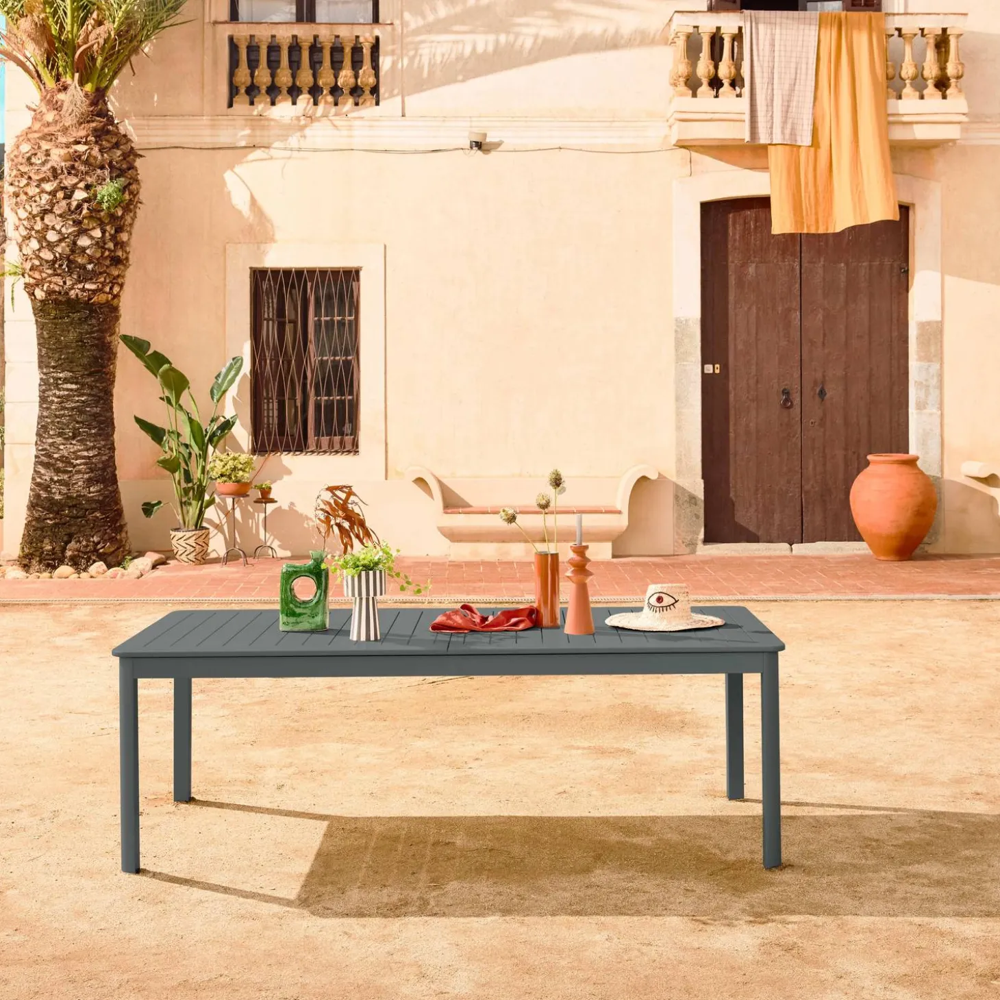 Mesa de jardim extensível em alumínio, 10 lugares