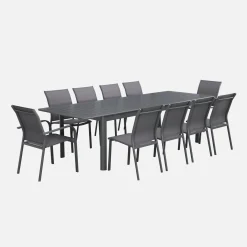 Mesa de jardim extensível em alumínio, 10 lugares