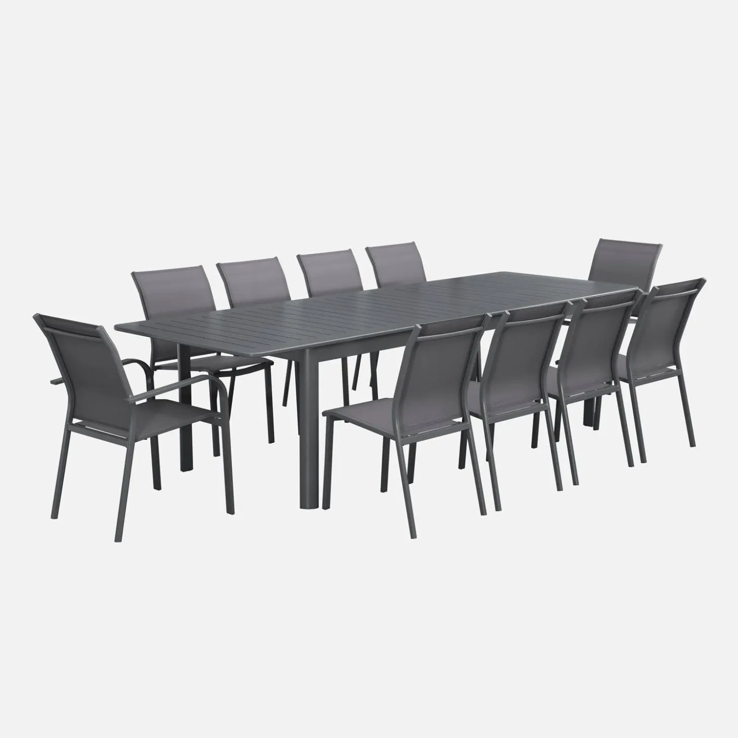 Mesa de jardim extensível em alumínio, 10 lugares