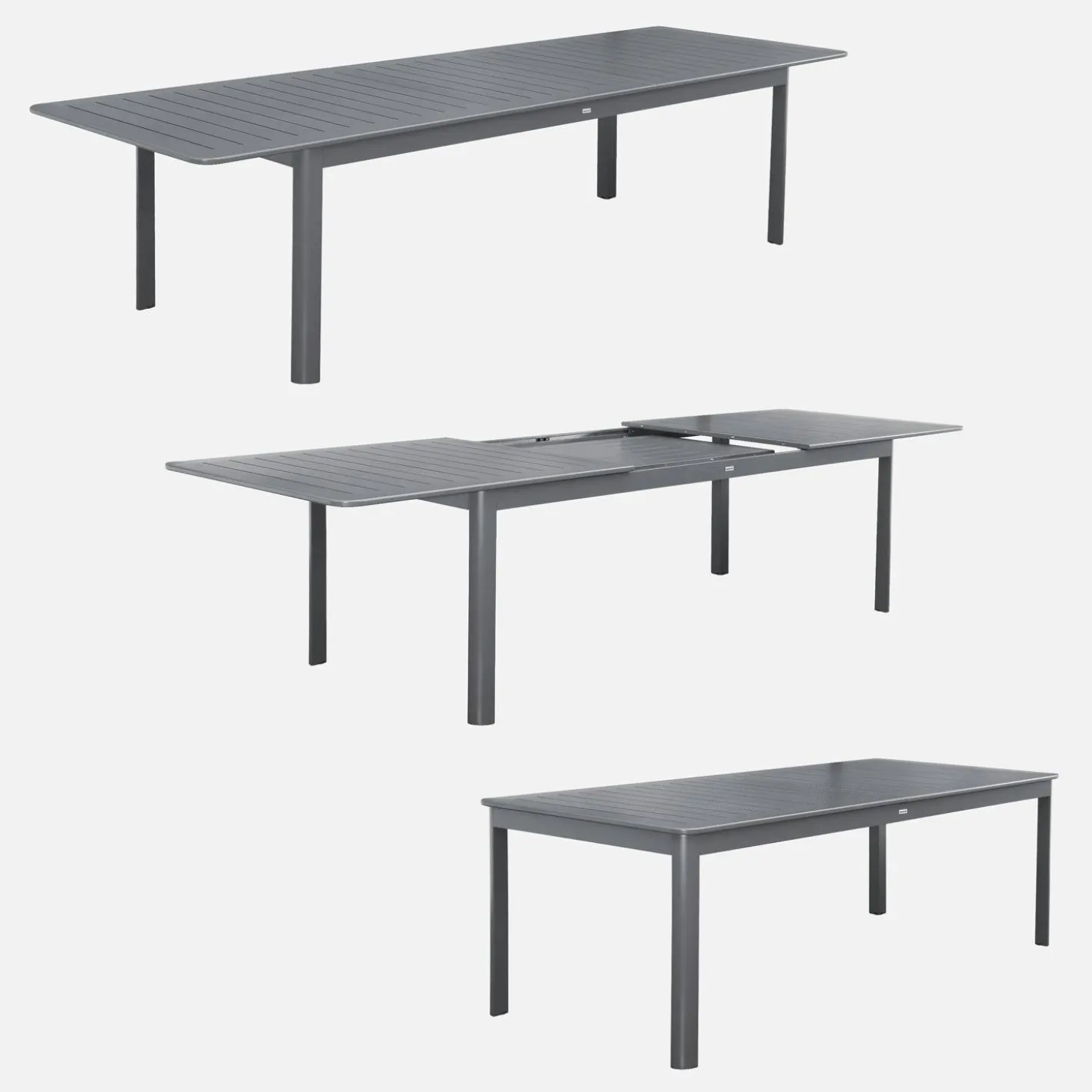 Mesa de jardim extensível em alumínio, 10 lugares