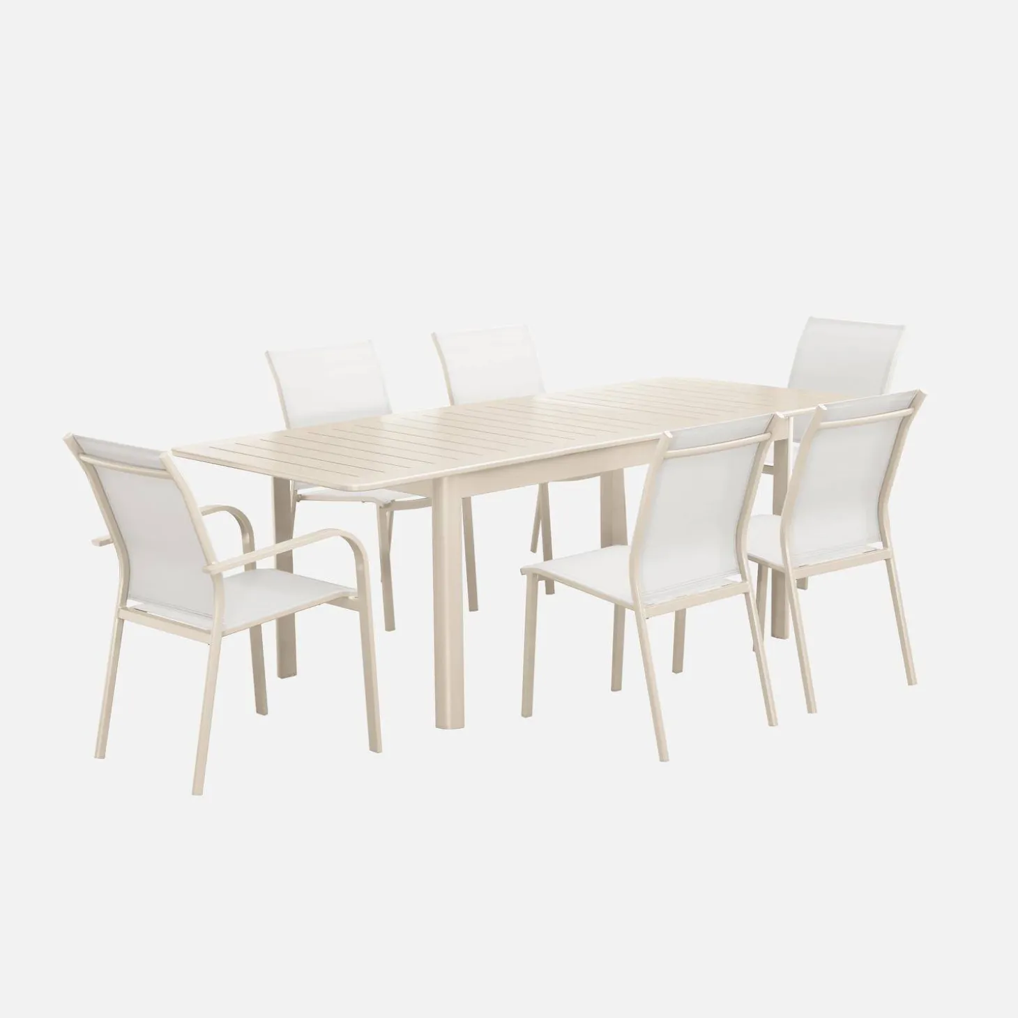 Mesa de jardim extensível em alumínio, 6 lugares