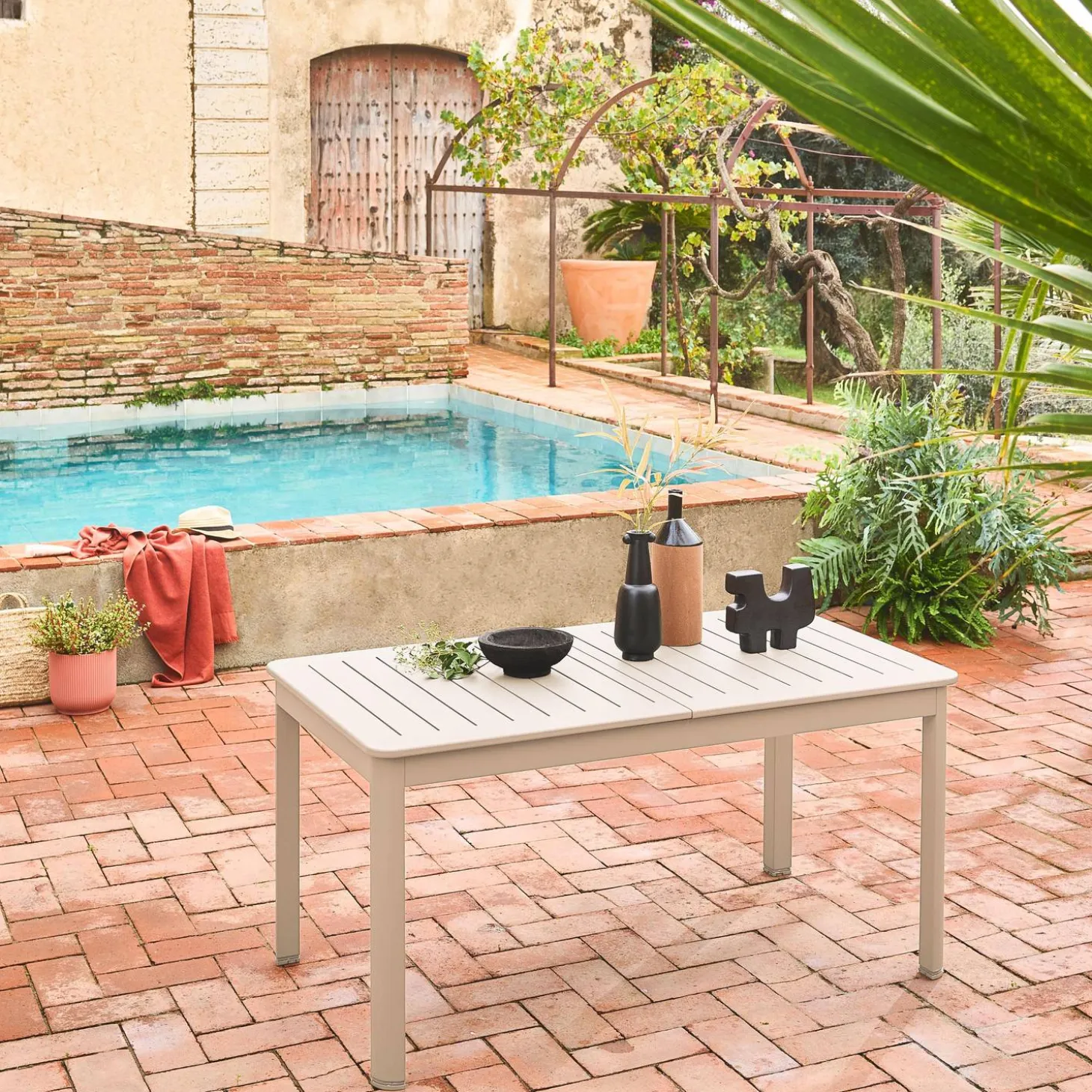 Mesa de jardim extensível em alumínio, 6 lugares