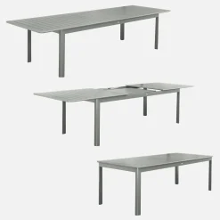 Mesa de jardim extensível em alumínio, 10 lugares