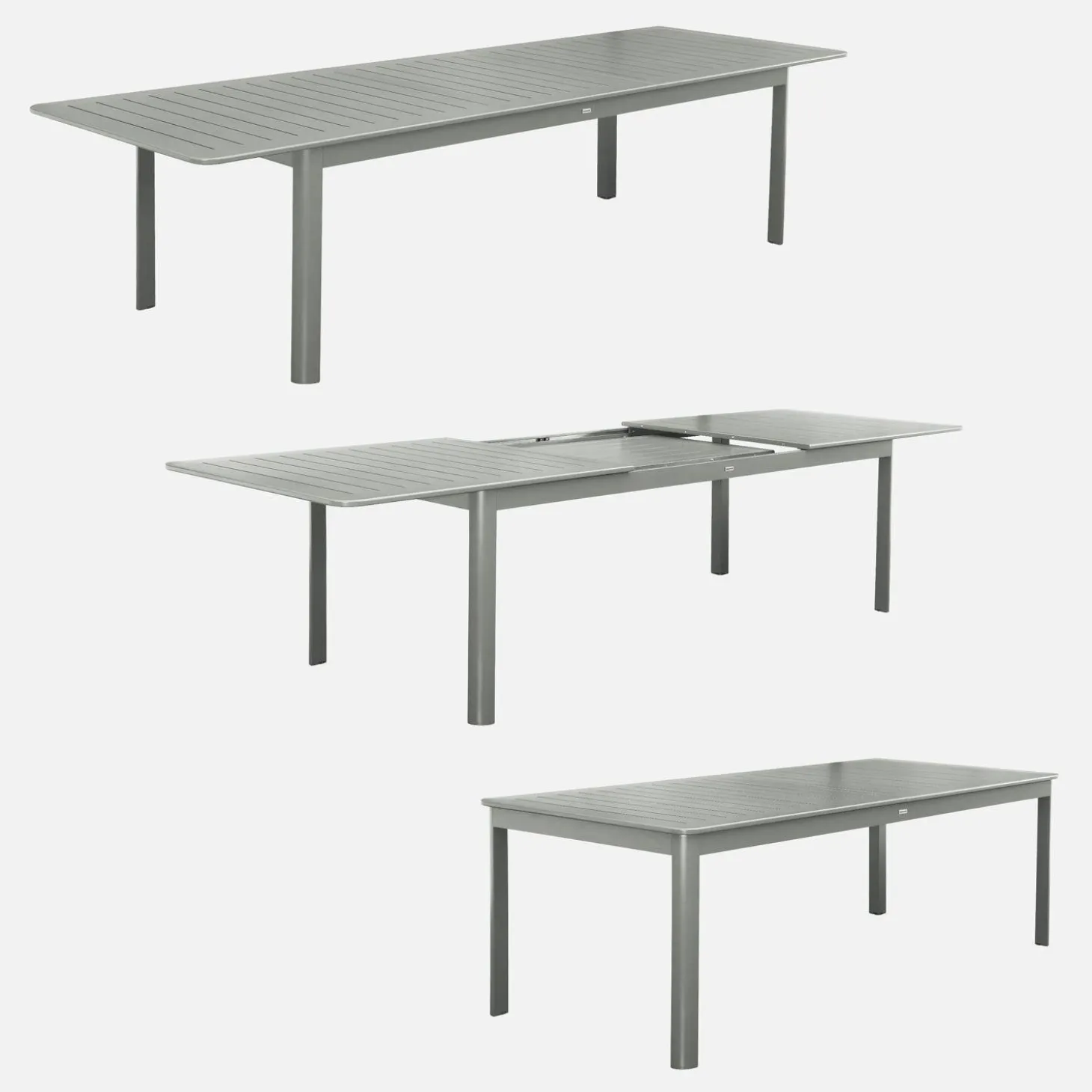 Mesa de jardim extensível em alumínio, 10 lugares