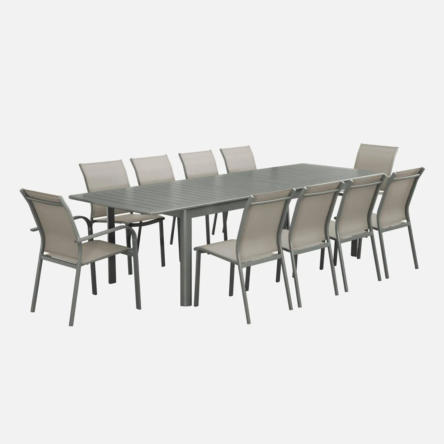 Mesa de jardim extensível em alumínio, 10 lugares